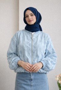 Mavi Dokulu Bomber Ceket